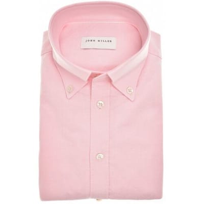 John Miller Overhemd Organic Cotton Oxford Button-Down Slim Casual Roze / male