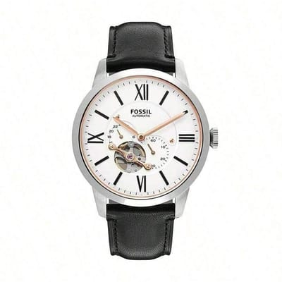 Montre Homme Townsman Cadran Blanc Bracelet Cuir Noir ME3104 noir