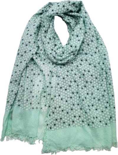 Bamboe lange dames sjaal Lina gebloemd motief ocean wave groen natuurlijk materiaal
