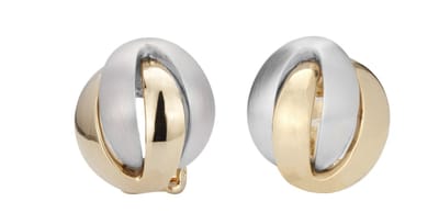 Traveller Clip Oorbellen - Oorclips Dames - Bicolor - Goudkleurig & Zilverkleurig - Mat & Glanzend - ø 15 mm - Verguld & Geplatineerd - 157161