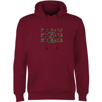 Back To The Future Destination Clock Hoodie - Burgundy - S