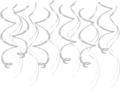 Swirl decorations | Slingers | Kleur: Zilver | Lengte: 70cm | Inhoud: 12 stuks