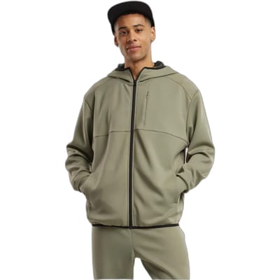 Urban Classics Scuba hoodie met ritszak Fleece groen M