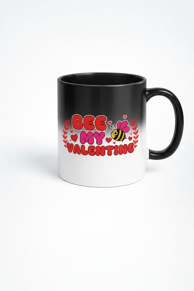 Bee My Valentine Magische Mok - Warmtegevoelige Mok met Valentijn Bij en Tekst | Ideaal Valentijn Cadeau
