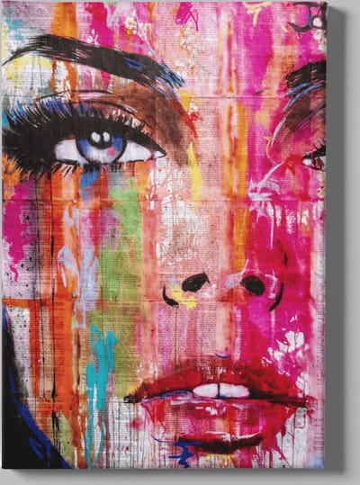 Canvas Schilderij - Vrouw Gezicht - Kleurrijk - Wanddecoratie - 120x80x2 cm