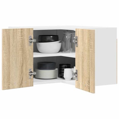 vidaXL - Hangkast - Sonoma - Eik - en - Wit - 57 - x - 57 - x - 40 - cm - Bewerkt - hout
