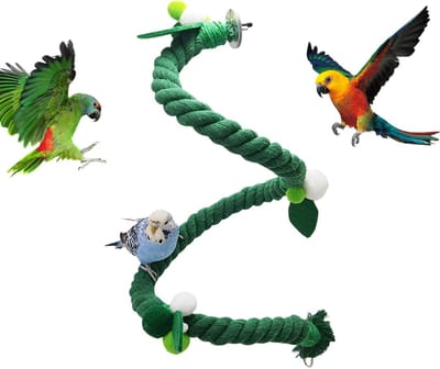 Vogel Klimtouw - Vogel Speelgoed - Volière Verrijking - Flexibel Ontwerp - 100 cm Lengte - Groen