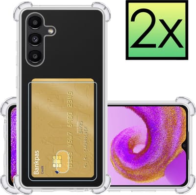 Hoesje - 2 Stuks - Geschikt voor Samsung Galaxy A04s - Met Pashouder en Kaarthouder - Telefoon Hoes Shockproof - Siliconen Case - Back Cover - Shock Proof - Pasjes Houder - Transparant