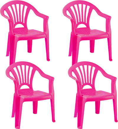Trendoz Stoeltjes voor kinderen - 4x - roze - 50 cm - voor binnen en buiten - kunststof