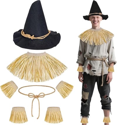 Famanu – Vogelverschrikker kostuum accessoires - stro set en vogelverschrikker hoed voor volwassenen voor cosplay aankleden