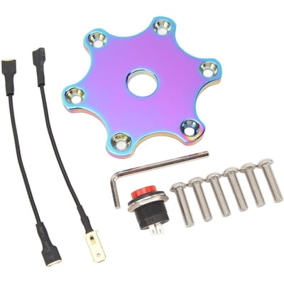 75MM Stuurwiel Claxonknop Cover Zeshoekige Claxon Drukknop Plaat Kit Universeel voor 6 Bouten purple