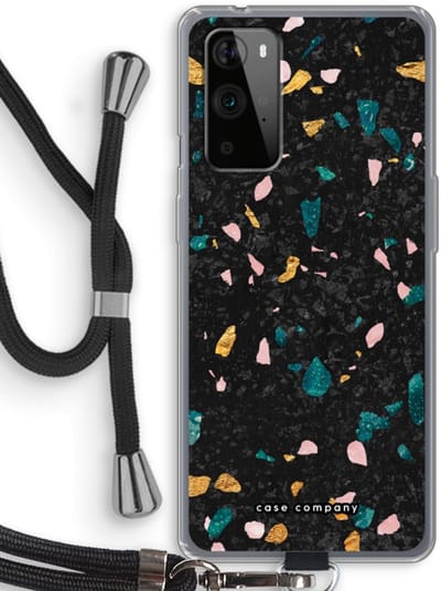 Case Company® - Hoesje met koord geschikt voor OnePlus 9 Pro hoesje met Koord - Terrazzo N°10 - Telefoonhoesje met Zwart Koord - Bescherming aan alle Kanten en Over de Schermrand
