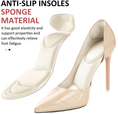 Allecto - High Heel Inlegzolen - Comfortabele demping - Zwart en Beige - Anti-slijtage en slip - Geschikt voor dames - 4 paar
