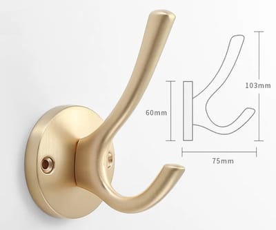 WiseGoods Premium Gouden Kapstok Haak - Dubbele Wandhaak Voor Jassen - Wandhaken - Design Muurhaak - Woonaccessoires - Wonen