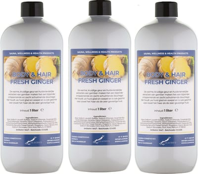 Body & Hair Fresh Ginger 1 Liter - set van 3 stuks - 2 in 1 voor lichaam en haar.