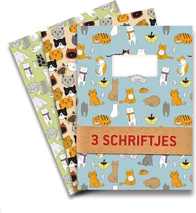 Gelinieerde A5-schriften Poezen - 3 stuks - gelinieerd - De Kaartenmakers