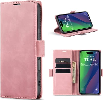 Multimedia & Accessoires Urban Book Case Hoesje geschikt voor Apple iPhone 16 – Roze -Telefoonhoesje – Met Stand – Kaarthouder – Pasjes Houder – Magneet Sluiting – Bookcase