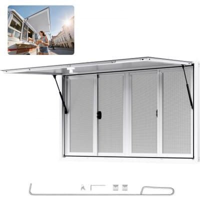 VEVOR Food Trailer Raam (1524 x 915 mm installatiemaat) met aluminium frame, Food Trailer serveerraam met 85° openingshoek en 4 schuiframen, Concessieraam voor foodtrucks