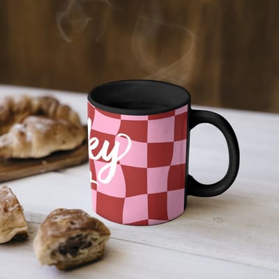 Magische Mok - Foto op Warmte Mokken - Koffiemok - Pinky up - Geblokt - Bordeauxrood - Magic Mok - Beker - 350 ML - Theemok - Mok met Tekst