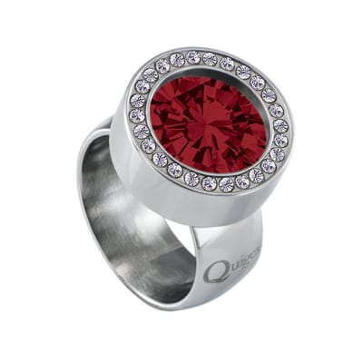 Quiges RVS Schroefsysteem Zirkonia Ring Zilverkleurig 16mm met Verwisselbare 12mm Mini Munt - SLSRS48116