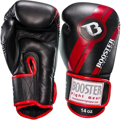 Booster BGL V3 Leren Bokshandschoenen – Zwart/Rood – 14oz