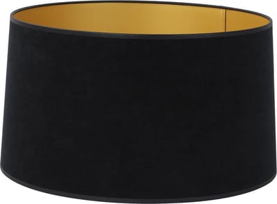 Light & Living Drum Lampenkap Velours - Zwart/Goud - 45x42x25cm - voor Tafellampen, Staande lamp
