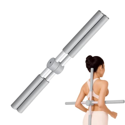 Yoga Hulpmiddel - Stretch Staaf - Houding Verbeteren - Roestvrijstalen Kern - 59 cm Lengte - Wit