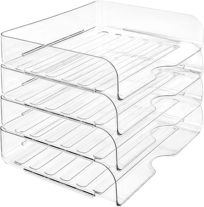 Transparante stapelbare brieflade voor kantoor, 4-laags acryl bureauorganizer voor A4-papier, eenvoudig te gebruiken en met gladde randen