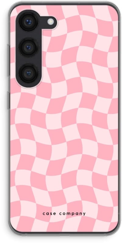 Case Company® - Hoesje geschikt voor Samsung Galaxy S23 hoesje - Grid Roos - Soft Cover Telefoonhoesje - Bescherming aan alle Kanten en Schermrand