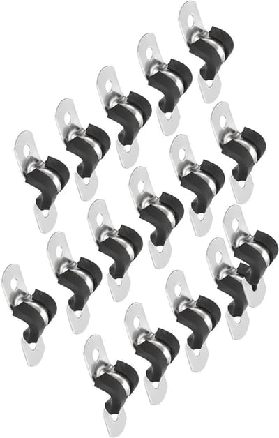 Dailygoods- Kabelklem 30 Stuks - U-vormige Beugel - Roestvrij Staal/Rubber - Duurzaam/Corrosiebestendig - Voor Bevestiging Pijpen - Compact Ontwerp - Slangklem
