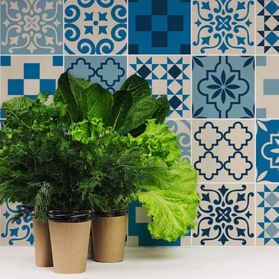 Zelfklevende tegelmuurstickers voor keuken en badkamer - 24 AZULEJOS ARNOLDINO tegelstickers - 24 stickers 10x10cm