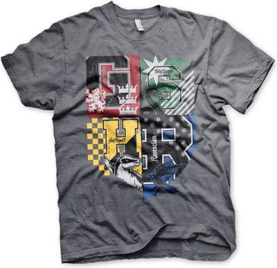 Harry Potter Heren Tshirt -M- Dorm Crest Grijs