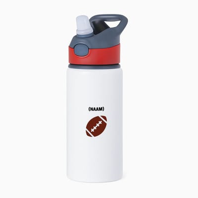 Hacebo® - american football met je eigen naam waterfles met rietje rood - sport liefhebbers - NFL - verjaardag - verjaardagscadeau - mensen die houden van american football - cadeau - kado - geschenk - gift - water fles - 650ML