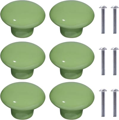 6 Stuks Ronde Keramische Meubelknoppen, Handgrepen voor Kinderkamer, Keuken en Boekenkasten (Groen)