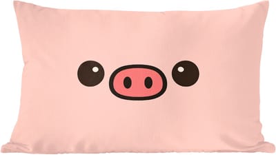 Sierkussens - Kussentjes Woonkamer - 60x40 cm - Varken - Roze - Minimalistisch