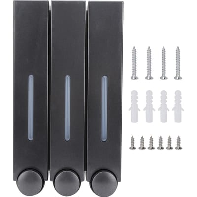 Wandmontage Douche Vloeibare Zeepdispenser Drie Hoofden Shampoo Dispensers voor Hotel Badkamer6028 Zwart black