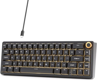 Dierya DK68E Gaming Toetsenbord, 60% Percentage Gasket Mechanisch Toetsenbord met Knop, RGB Hot Swap Lineaire Creamy Switches, Compact 66 Toetsen Anti-Ghosting, US-indeling, Zwart