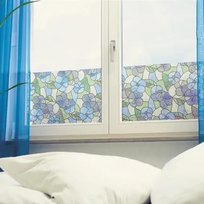 Transform Zelfklevende Raamfolie - Glas In Lood Blauw - 45 X 200 Cm
