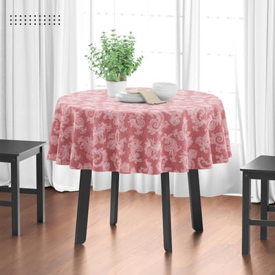 Allecto - Tafelkleed - Jacquard stijl - Wasbaar - Rond 145 cm - Bloemenprint - Geschikt voor Eettafel - Katoen