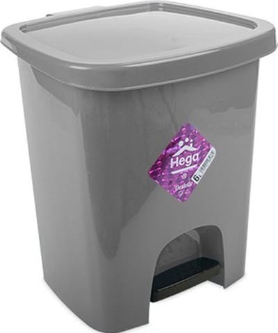 Grijze pedaalemmer vuilnisbak/prullenbak 6 liter 21 x 23 x 29 cm - Kunststof/plastic vuilnisemmer- Dameshygiene afvalbak voor toilet/badkamer