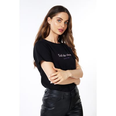 EsQualo T-shirt Soif De Vivre Black Größe: S | Hemden Outlet | Damen | Schwarz