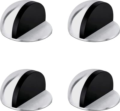 Deurstopper van roestvrij staal, 4 stuks deurstoppers van massief roestvrij staal, deurstopper vloer zelfklevend ter bescherming van de muur, zilver