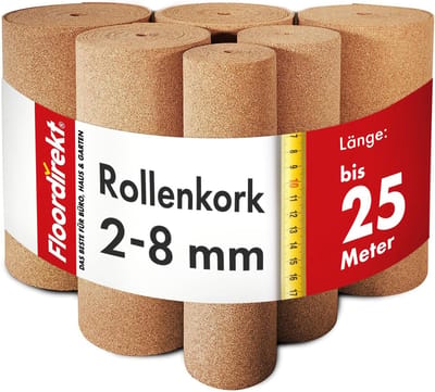 Kurk op rol - Isolerende onderlaag - Geluidsisolatie Warmte-isolatie - Natuurlijk Hernieuwbaar Materiaal - 8 mm 300 x 100 cm
