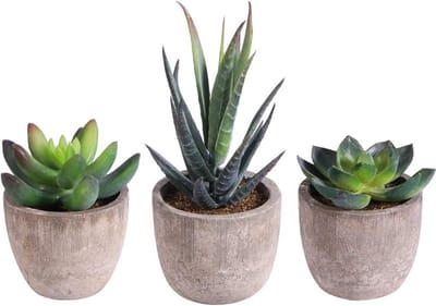 3 stuks kunstvetplantjes in potten voor tafeldecoratie - huis en balkon - kantoor decoratie
