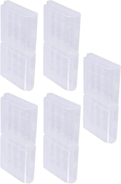 Batterijhouder Transparant - Batterij Organizer - Batterijen Opslaan - Anti-Slip Groeven - 10 Stuks - Wit