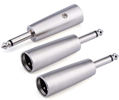 1/4 Inch TS naar XLR Mannelijk Adapter - 3 Stukken