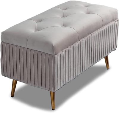 Zitbank met voetensteun voor slaapkamer - Fluwelen bekleding, ruim en stijlvol
