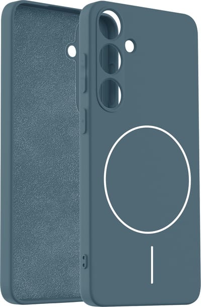 Coverzs Magnetisch siliconen geschikt voor Samsung Galaxy S24 - siliconen hoesje met magneet (donkerblauw)