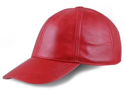 Urban 5884® - 100% echt Lams leer - GEEN PU - Leren Pet - Verstelbaar - Unisex - Baseball Cap - Rood - One Size