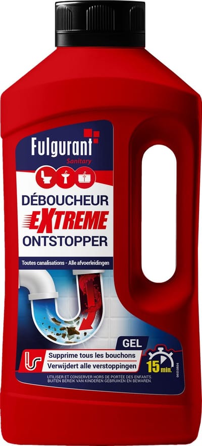 Fulgurant Extreme Ontstopper Gel 1L — Krachtige Ontstopper voor WC, Toilet, Afvoer, Gootsteen & Riool — Lost Vet, Haar, Papier & Etensresten op — Professioneel